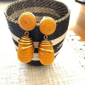 Tuckernuck Golden Mustard Yellow Serpent Lantern Earrings NWT